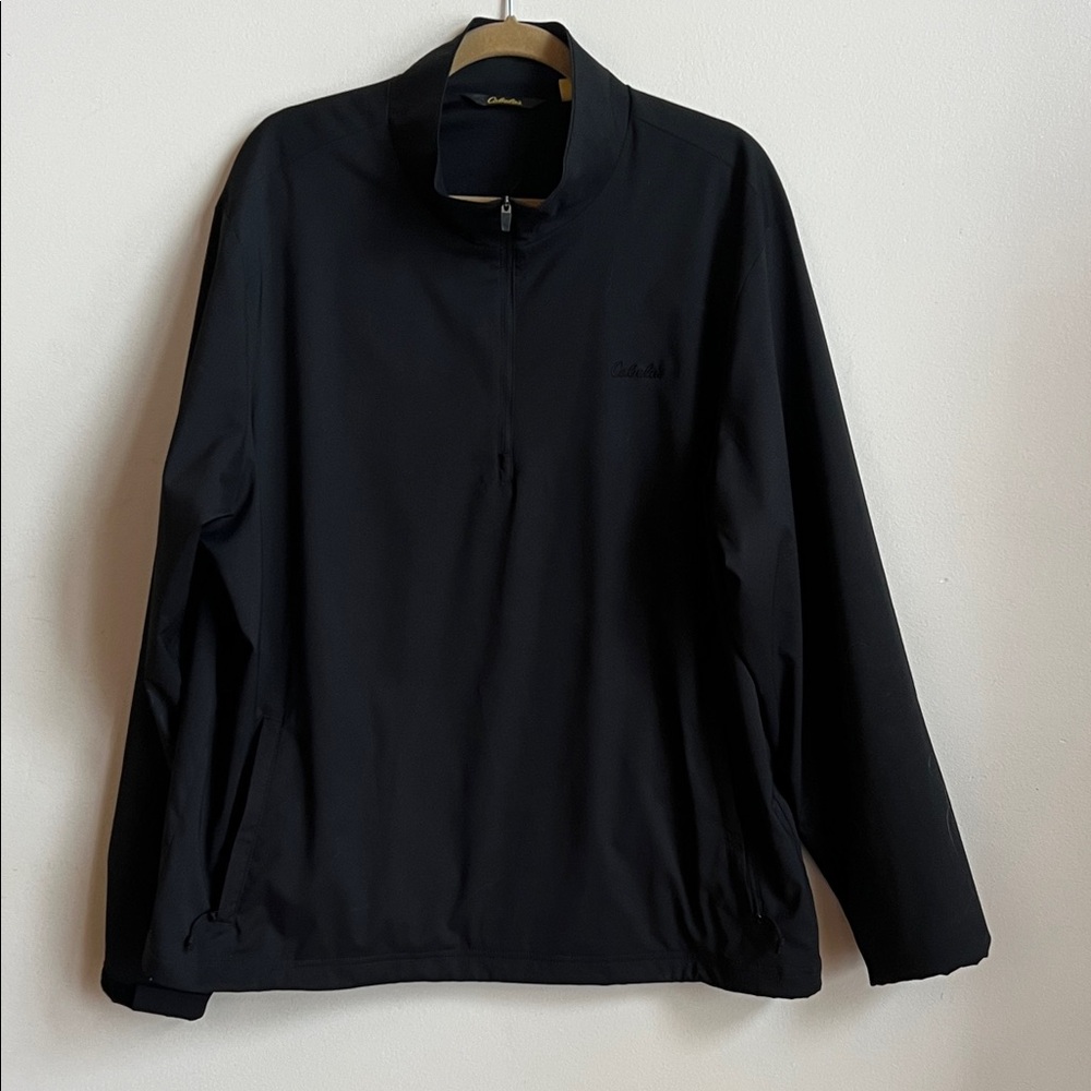 Cabelas Black Windbreaker Men’s XL golf athletic pullover with cinch waist